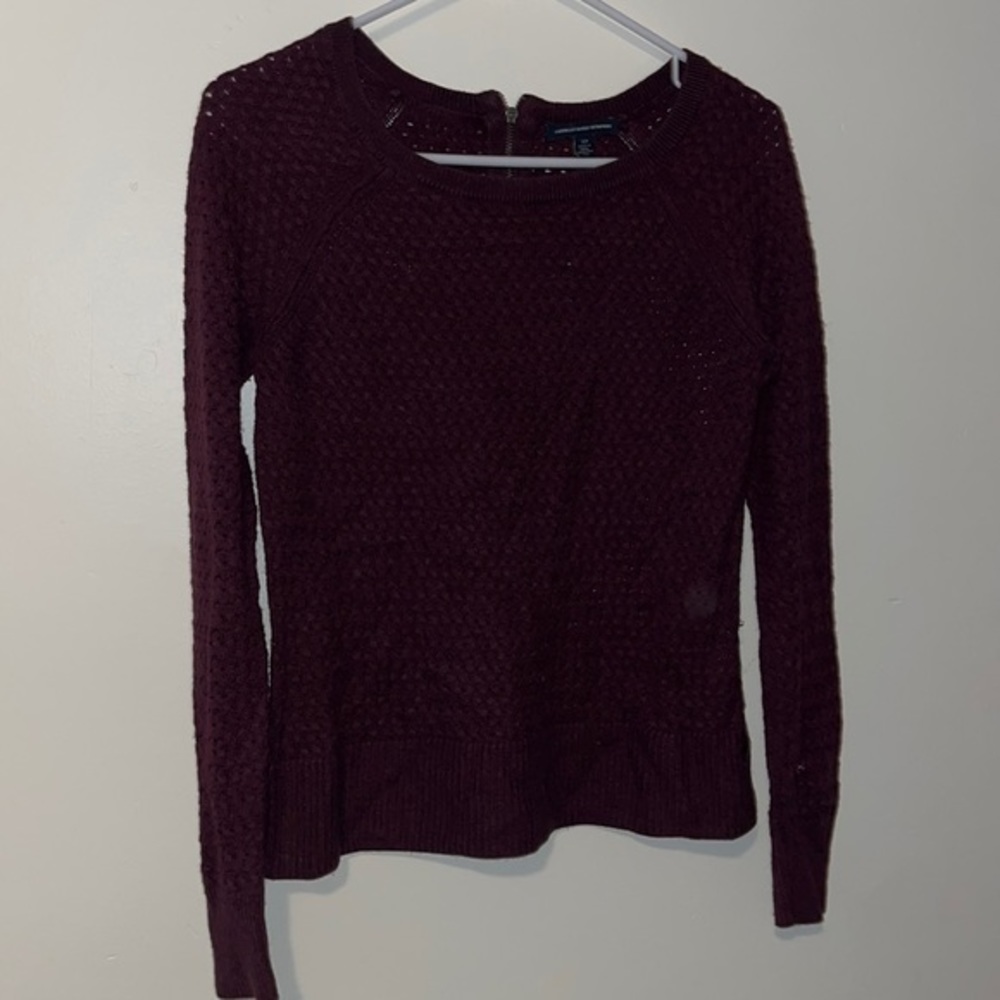 American Eagle Outfitters Deep Purple Boucle Knit Sweater